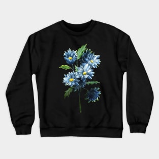 Blue Daises Flower Watercolor Painting Crewneck Sweatshirt